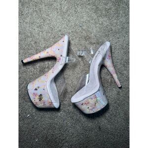 Size 8 Marbled Pleaser Super High Heels